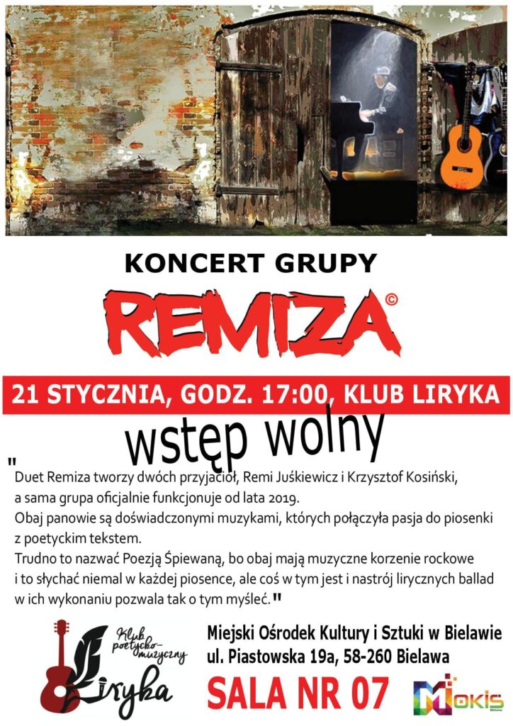 Plakat koncertu grupy Remiza