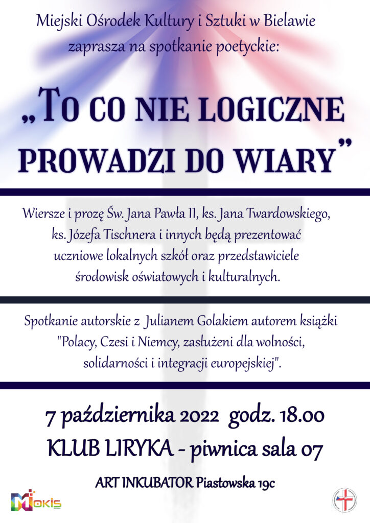 Plakat spotkania poetyckiego w ramach Polsko-Czeskich Dni Kultury Chrześcijańskiej