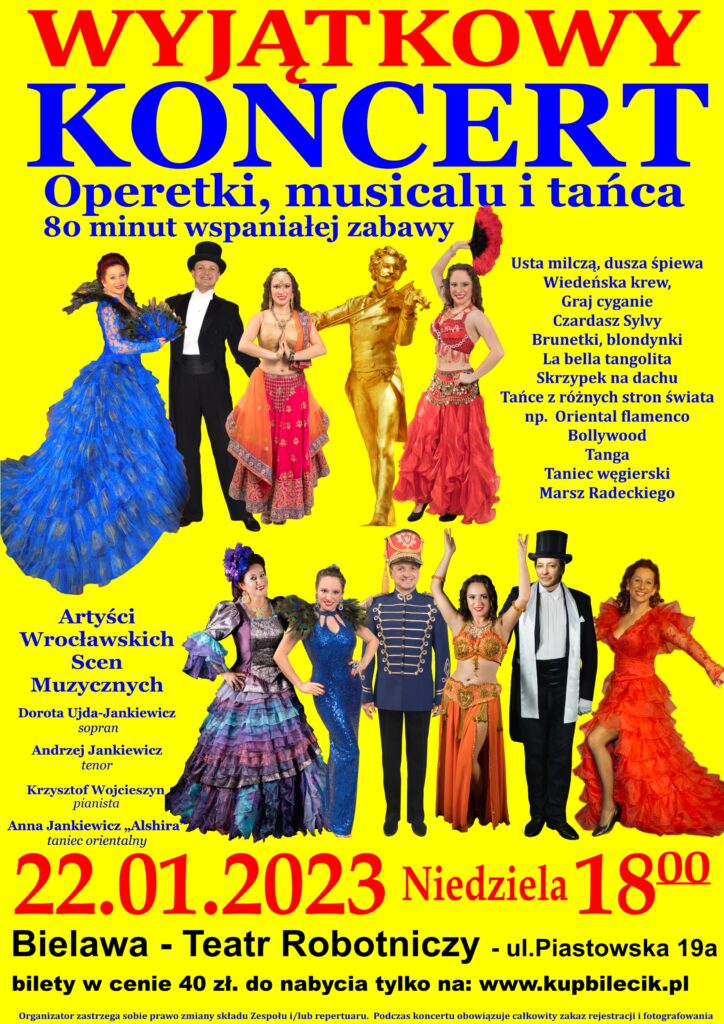 Plakat koncertu operetki, musicalu i tańca 