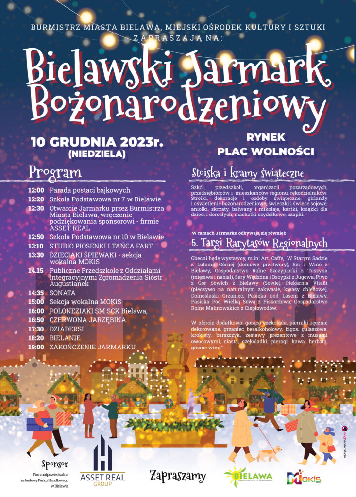 Plakat Bielawskiego Jarmarku Bożonarodzeniowego 2023