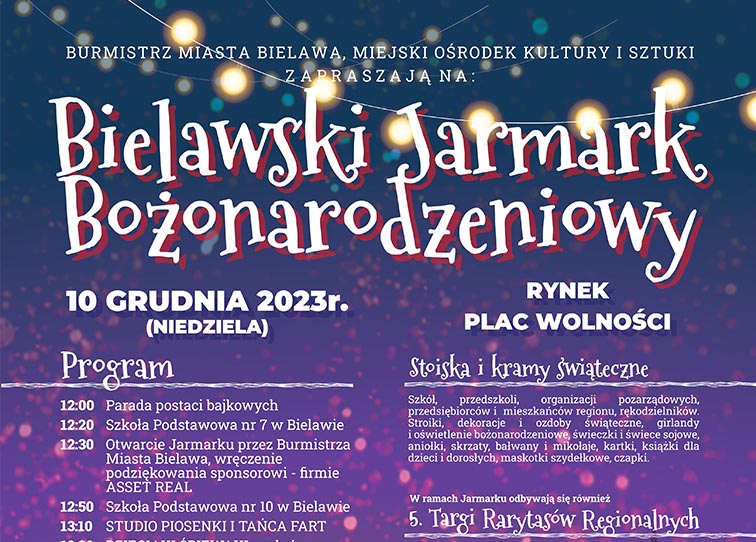 Plakat Bielawskiego Jarmarku Bożonarodzeniowego 2023 - miniaturka