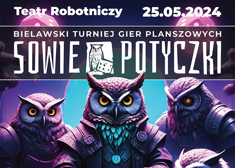 Plakat Bielawskiego Turnieju Gier Planszowych "Sowie potyczki" - miniaturka