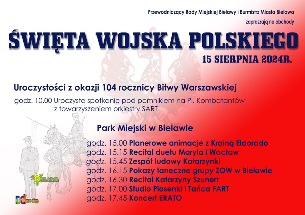 Plakat obchodów Święta Wojska Polskiego 2024