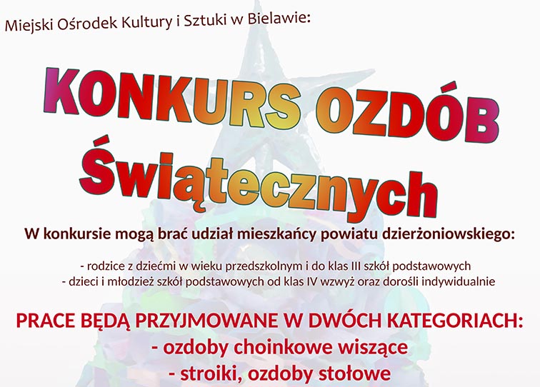 Plakat konkursu ozdób świątecznych 2023 Plakat konkursu ozdób świątecznych 2024 - miniaturka